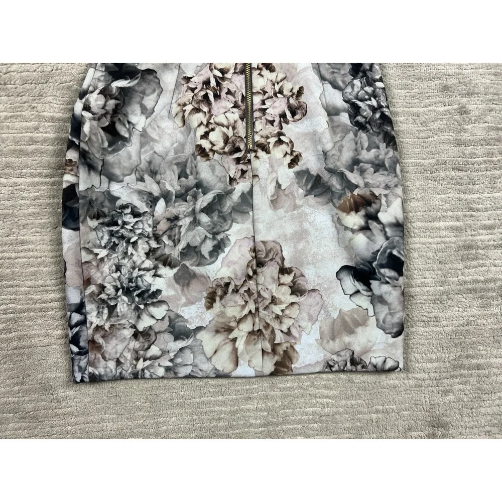 H&M Pencil Skirt Women 4 Multicolor Floral Pleated‎ Pockets Mini Lined Fitted